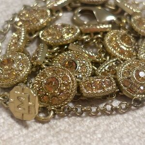 ✨ Vintage MONET Gold Pave Crystal Collar Necklace - Stunning!